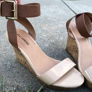 Brown Tan Cork Wedge